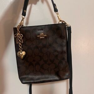 Coach Dark Brown Crossbody Bag with Gold Charm